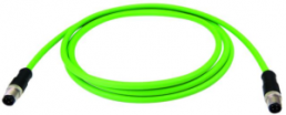 Sensor-Aktor Kabel, M12-Kabelstecker, gerade auf M12-Kabelstecker, gerade, 4-polig, 0.5 m, PUR, grün, 100017256