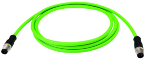Sensor-Aktor Kabel, M12-Kabelstecker, gerade auf M12-Kabelstecker, gerade, 4-polig, 1 m, PUR, grün, 100017257