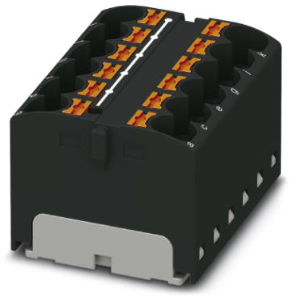 Verteilerblock, Push-in-Anschluss, 0,2-6,0 mm², 12-polig, 32 A, 6 kV, schwarz, 3273826