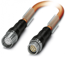 Sensor-Aktor Kabel, M23-Kabelstecker, gerade auf M23-Kabeldose, gerade, 12-polig, 5 m, TPU, orange, 9 A, 1619290