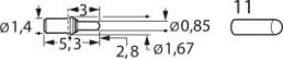 Kurzhub-Prüfstift mit Tastkopf, Rundkopf, Ø 1.4 mm, Hub 1.2 mm, RM 1.9 mm, L 5.3 mm, F70811B085G050