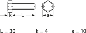 Sechskantschraube, Außensechskant, M6, 30 mm, Polyamid, DIN 933/ISO 4017