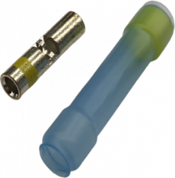 Stoßverbinder mit Wärmeschrumpfisolierung, 0,61-1,21 mm², AWG 20 bis 16, transparent blau, 29.21 mm