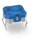 Kurzhubtaster, 1 Schließer, 0,1 A/35 V, unbeleuchtet, Betätiger (blau, L 1.33 mm), 4,8 N, THT