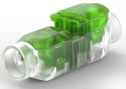 Stoßverbinder mit Isolation, 0,75-0,82 mm², AWG 18, transparent/grün, 36.4 mm