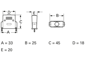 D-Sub Steckverbindergehäuse, Größe: 1 (DE), gerade 180°, Kunststoff, grau, AGP 09 G