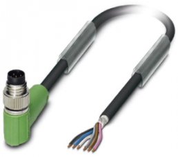 Sensor-Aktor Kabel, M8-Kabelstecker, abgewinkelt auf offenes Ende, 6-polig, 5 m, PUR, schwarz, 1.5 A, 1522367