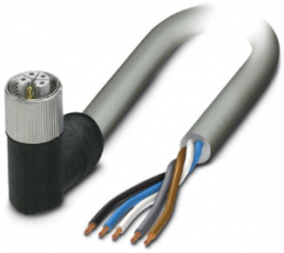 Sensor-Aktor Kabel, M12-Kabeldose, abgewinkelt auf offenes Ende, 5-polig, 1.5 m, PUR, grau, 16 A, 1414768