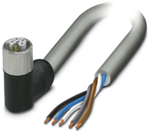 Sensor-Aktor Kabel, M12-Kabeldose, abgewinkelt auf offenes Ende, 5-polig, 10 m, PUR, grau, 16 A, 1414819