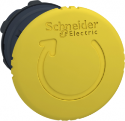 Drucktaster, Bund rund, gelb, Frontring schwarz, Einbau-Ø 22 mm, ZB5AS55