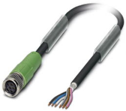 Sensor-Aktor Kabel, M8-Kabeldose, gerade auf offenes Ende, 6-polig, 3 m, PUR, schwarz, 1.5 A, 1522406