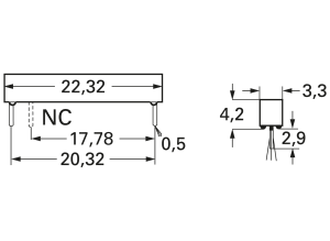 Näherungsschalter, Leiterplattenmontage, 1 Wechsler, 10 W, 175 V (DC), 0.5 A, Erfassungsbereich 20 mm, MK06-8-H