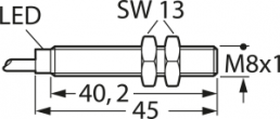 Näherungsschalter, Einbaumontage M8, 1 Schließer, 30 V (DC), 200 mA, Erfassungsbereich 2 mm, 7900001