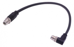 Sensor-Aktor Kabel, M12-Kabelstecker, gerade auf M12-Kabelstecker, abgewinkelt, 4-polig, 1 m, Elastomer, schwarz, 09482280011010