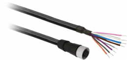 Sensor-Aktor Kabel, M12-Kabeldose, gerade auf offenes Ende, 8-polig, 10 m, PUR, schwarz, 2 A, XZCP29P12L10