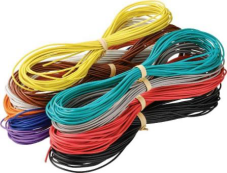 PVC-Litze Sortiment, halogenfrei, 0,14 mm², schwarz/weiß/rot/blau/braun/grau/grün/gelb/orange/violett, Außen-Ø 1,2 mm
