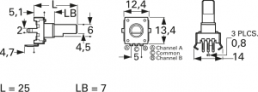 Inkremental Drehgeber, 5 V, Impulse 24, PEC12R-4025F-N0024