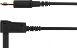 Messleitung mit (4 mm Stecker, gefedert, gerade) auf (4 mm Stecker, gefedert, abgewinkelt), 2 m, schwarz, PVC, 2,5 mm²