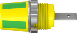 4 mm Buchse, Flachsteckanschluss, Einbau-Ø 12.2 mm, CAT II, gelb/grün, 23.3110-20