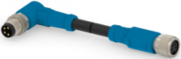 Sensor-Aktor Kabel, M8-Kabelstecker, abgewinkelt auf M8-Kabeldose, gerade, 4-polig, 0.5 m, PVC, schwarz, 3 A, T4062213004-001