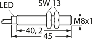 Näherungsschalter, Einbaumontage M8, 1 Schließer, 30 V (DC), 200 mA, Erfassungsbereich 1,5 mm, 6020215