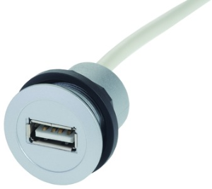 USB 2.0 Kabel für Frontplattenmontage, USB Buchse Typ A auf USB Stecker Typ A, 1 m, silber