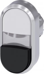 Doppeldrucktaster, beleuchtbar, tastend, Bund oval, weiß/schwarz, Einbau-Ø 22.3 mm, 3SU1051-3BB61-0AA0