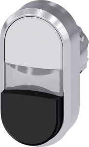 Doppeldrucktaster, beleuchtbar, tastend, Bund oval, weiß/schwarz, Einbau-Ø 22.3 mm, 3SU1051-3BB61-0AA0