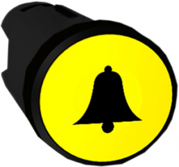 Drucktaster, tastend, Bund rund, gelb, Frontring schwarz, Einbau-Ø 22 mm, ZB5AA551