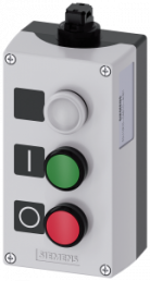 AS-Interface-Gehäuse, 2 Drucktaster grün/rot, 1 Leuchtmelder weiß, 1 Schließer + 1 Öffner, 3SU1803-0AB10-4HB1