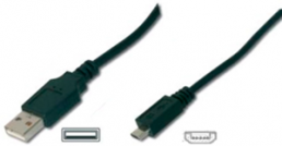 USB 2.0 Adapterleitung, USB Stecker Typ A auf Micro-USB Stecker Typ B, 1.8 m, schwarz