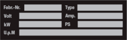 Leistungsschild, (B) 60 mm, Aluminium, 084.97-8-20X60-A/8