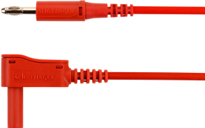 Messleitung mit (4 mm Stecker, gefedert, gerade) auf (4 mm Stecker, gefedert, abgewinkelt), 2 m, rot, PVC, 2,5 mm²