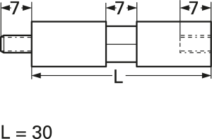 Rund-/Sechskant-Abstandsbolzen, Außen-/Innengewinde, M3/M3, 30 mm, Polystyrol