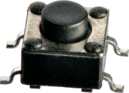 Kurzhubtaster, 1 Schließer, 50 mA/12 VDC, unbeleuchtet, Betätiger (schwarz, L 3.4 mm), 1,56 N, SMD