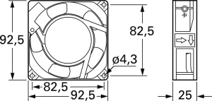 AC-Axiallüfter, 230 V, 92 x 92 x 25 mm, 58.8 m³/h, 34 dB, Kugellager, Panasonic, ASEP90216