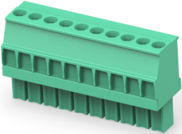 Leiterplattenklemme, 10-polig, RM 3.5 mm, 0,05-2 mm², 11 A, Käfigklemme, grün, 1-1986371-0