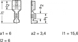 Unisolierte Flachsteckhülse, 4,8 x 0,5 mm, 0,5 bis 1,0 mm², AWG 22 bis 18, Messing, verzinnt, 45314.123.211