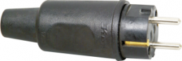 Gummi Schuko-Stecker gerade, 3 x 2,5 mm², schwarz, 16 A/250 V, IP44