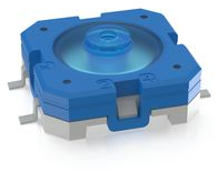 Kurzhubtaster, 1 Schließer, 0,1 A/35 V, unbeleuchtet, Betätiger (blau, L 1.11 mm), 3,6 N, SMD