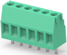 Leiterplattenklemme, 6-polig, RM 3.81 mm, 0,05-2 mm², 12 A, Käfigklemme, grün, 284392-6