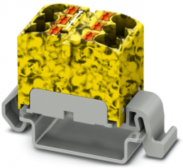 Verteilerblock, Push-in-Anschluss, 0,2-6,0 mm², 6-polig, 32 A, 6 kV, gelb/schwarz, 3273678