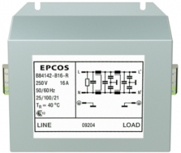 EMC Filter, 50 bis 60 Hz, 16 A, 250 V (DC), 250 VAC, Klemmleiste, B84142B0016R000