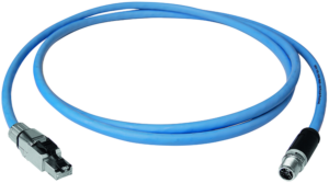 Sensor-Aktor Kabel, M12-Kabelstecker, gerade auf RJ45-Kabelstecker, gerade, 8-polig, 10 m, X-FRNC, blau, 100017251