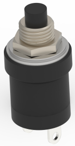 Drucktaster, 1-polig, schwarz, unbeleuchtet, 3 A/125 V, Einbau-Ø 6.42 mm, 1825516-1