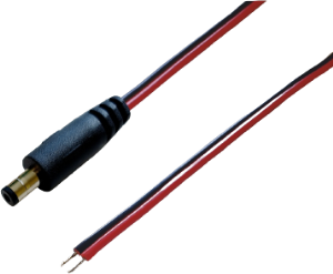 DC-Anschlusskabel, Stecker 2,1 x 5,5 mm, gerade, offenes Ende, rot/schwarz, 075900