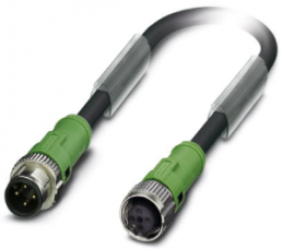 Sensor-Aktor Kabel, M12-Kabelstecker, gerade auf M12-Kabeldose, gerade, 4-polig, 5 m, PUR, schwarz, 4 A, 1555729