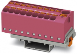 Verteilerblock, Push-in-Anschluss, 0,2-6,0 mm², 19-polig, 32 A, 6 kV, pink, 3273653