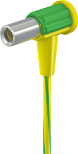 POAG Anschlussleitung mit (POAG Buchse, gefedert, abgewinkelt) auf (offenes Ende), 1 m, grün/gelb, PVC, 4,0 mm²