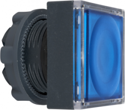 Drucktaster, tastend, Bund quadratisch, blau, Frontring schwarz, Einbau-Ø 22 mm, ZB5CW363